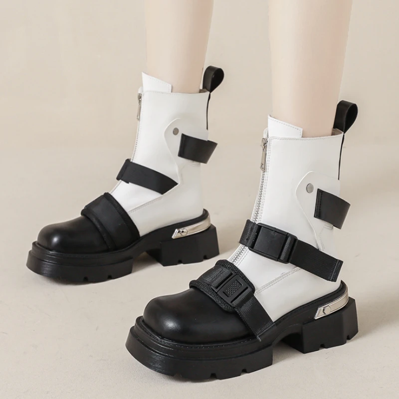 Women Chunky Heel Chunky Colour Block Platform Boots 2023 Belt Buckle Zipper Designer Boots for Women PU Leather Punk Ankle Boot
Women Chunky Heel Chunky Colour Block Platform Boots 2023 Belt Buckle Zipper Designer Boots for Women PU Leather Punk Ankle Boot