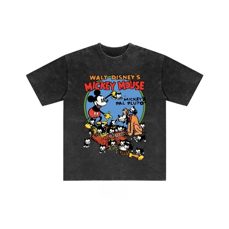Disney Mickey Distressed Vintage Washed Cotton Short-Sleeved T-Shirt Oversized Loose High Street Style Tops for Men Women 2025
Disney Mickey Distressed Vintage Washed Cotton Short-Sleeved T-Shirt Oversized Loose High Street Style Tops for Men Women 2025