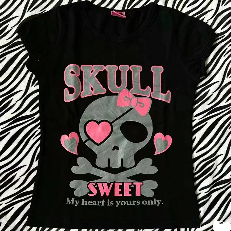 Cute Core Skeleton Aesthetic Maillard Short Sleeved T-shirt Summer Simple Sweet Girl Cool T Shirt Spice Girl Grunge Y2k Top
Cute Core Skeleton Aesthetic Maillard Short Sleeved T-shirt Summer Simple Sweet Girl Cool T Shirt Spice Girl Grunge Y2k Top