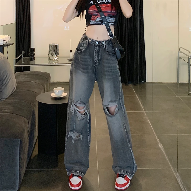 High Waist Straight Leg Jeans Women's Loose Vintage High Street Trendy INS Wide Leg Pants plus Size Slimming Hole Design
High Waist Straight Leg Jeans Women's Loose Vintage High Street Trendy INS Wide Leg Pants plus Size Slimming Hole Design