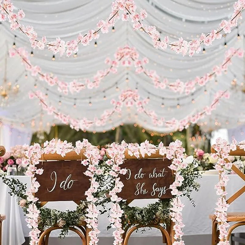 180CM Artificial Cherry Blossom Flower Garland Silk Fake Hanging Flower Vines for Home Wedding Decoration Garden Backdrop Party
180CM Artificial Cherry Blossom Flower Garland Silk Fake Hanging Flower Vines for Home Wedding Decoration Garden Backdrop Party