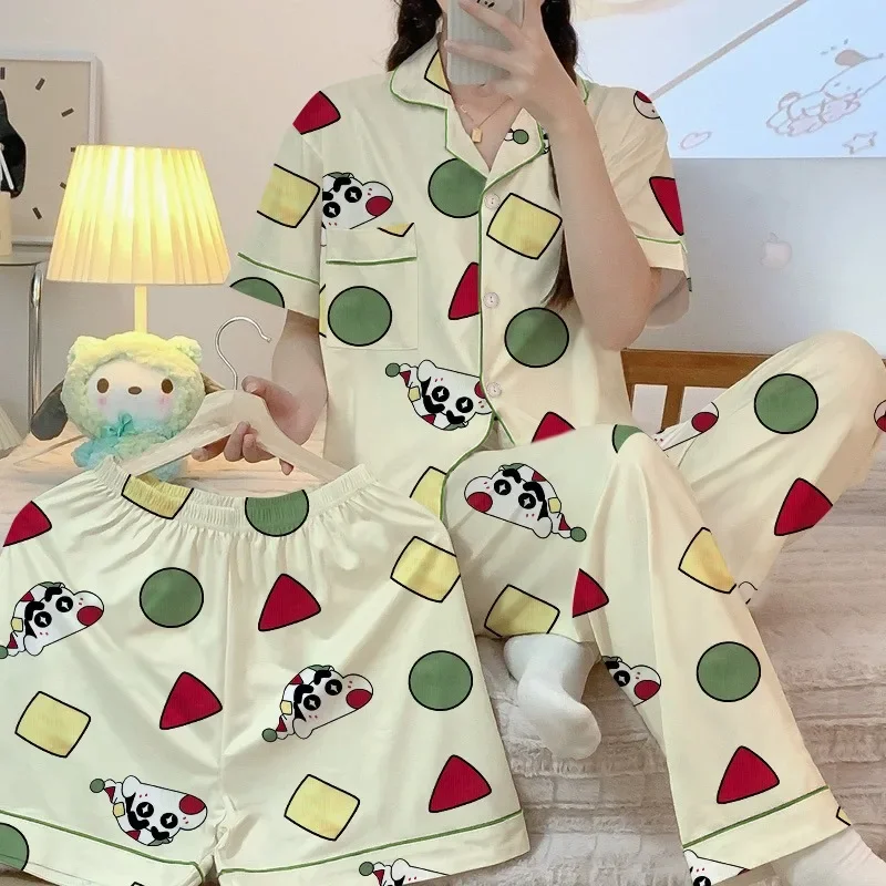 New Spring Summer Collared Sleepwear Women Open Cardigan Set Cartoon Cotton Milk Silk Three Piece Casual Home Clothes Women
New Spring Summer Collared Sleepwear Women Open Cardigan Set Cartoon Cotton Milk Silk Three Piece Casual Home Clothes Women