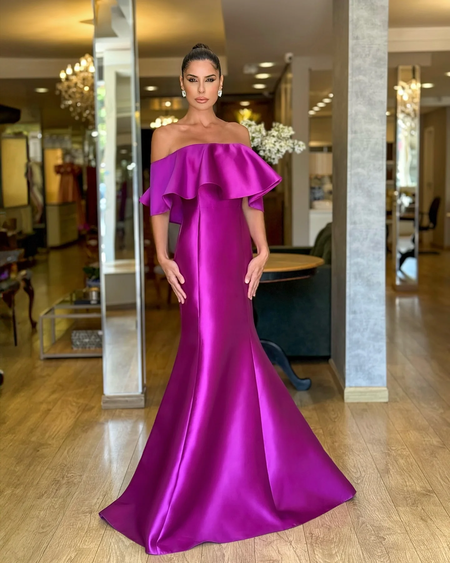 Customized Classic Mermaid Off the Shoulder Evening Dresses Delicate Pleats Zipper Back Satin Vestido De Festa Vestido De Noche
Customized Classic Mermaid Off the Shoulder Evening Dresses Delicate Pleats Zipper Back Satin Vestido De Festa Vestido De Noche