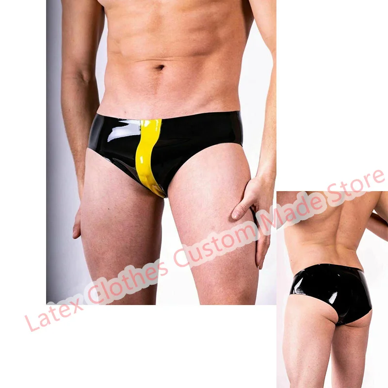 Latex Shorts Panties Black with Yellow Sexy Short Pants Rubber Men's U Pouch
Latex Shorts Panties Black with Yellow Sexy Short Pants Rubber Men's U Pouch