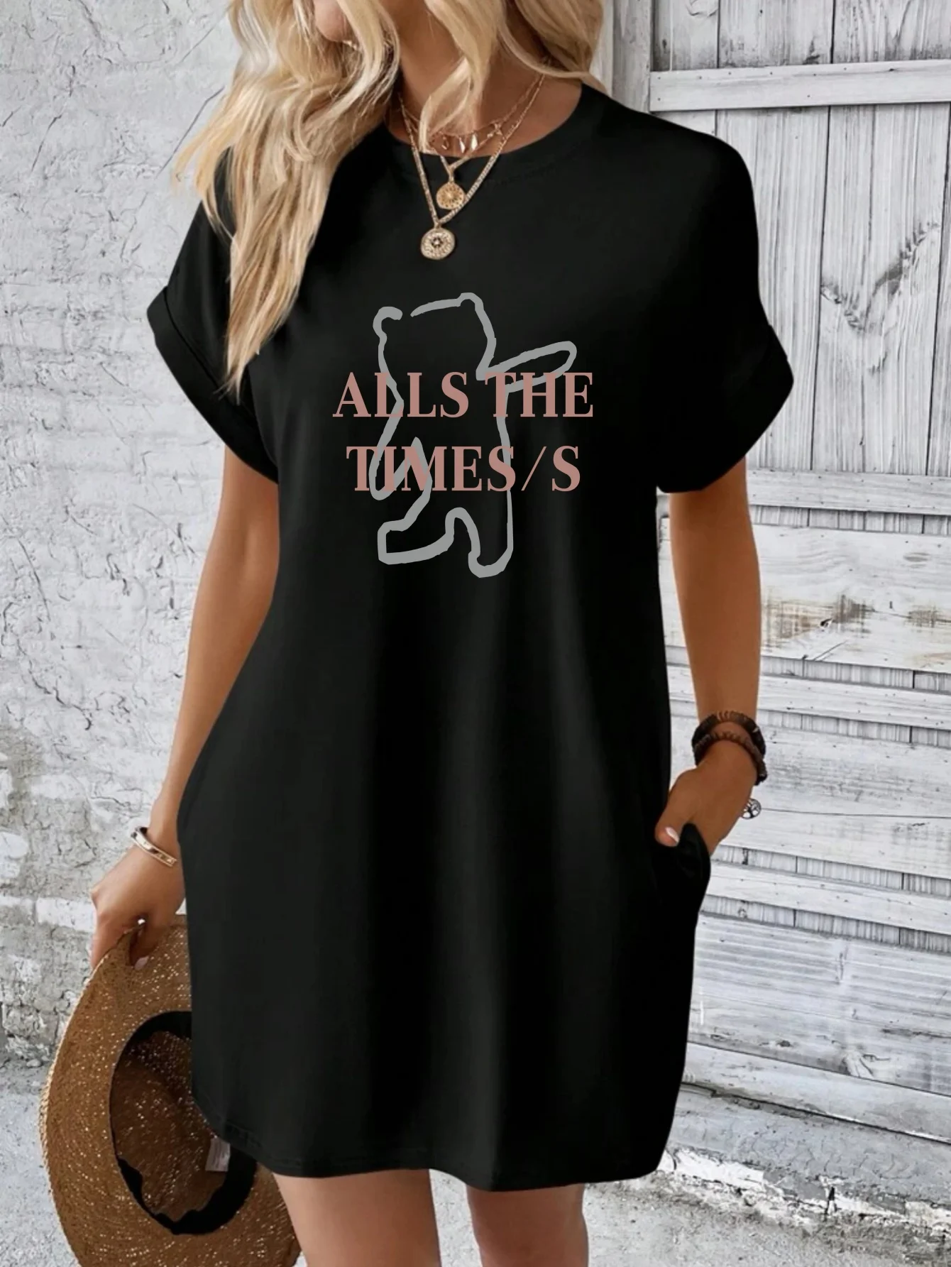Heart Print Crew Neck Dress, Casual Short Sleeve Dress For Spring & Summer, Women's Clothing
Heart Print Crew Neck Dress, Casual Short Sleeve Dress For Spring & Summer, Women's Clothing