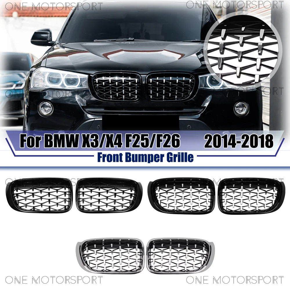 Chrome Black Diamonds Style Front Bumper Grille For BMW X3 F25 X4 F26 2014-2018 Chrome Silver Racing Grille Bumper Grilles
Chrome Black Diamonds Style Front Bumper Grille For BMW X3 F25 X4 F26 2014-2018 Chrome Silver Racing Grille Bumper Grilles