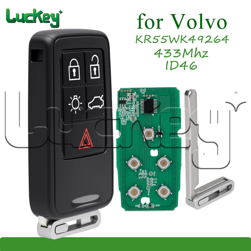 FCCID KR55WK49264 Car Remote Key Fob for Volvo XC60 XC70 V40 V60 S60 S60L S80 433Mhz FSK ID46 5 Buttons Smart Car Key Case
FCCID KR55WK49264 Car Remote Key Fob for Volvo XC60 XC70 V40 V60 S60 S60L S80 433Mhz FSK ID46 5 Buttons Smart Car Key Case