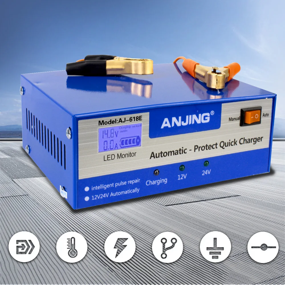 Auto Car Battery Charger Full Automatic Intelligent Pulse Repair 200AH 12/24V EU/US Plug Lead Acid Battery With Adapter
Auto Car Battery Charger Full Automatic Intelligent Pulse Repair 200AH 12/24V EU/US Plug Lead Acid Battery With Adapter