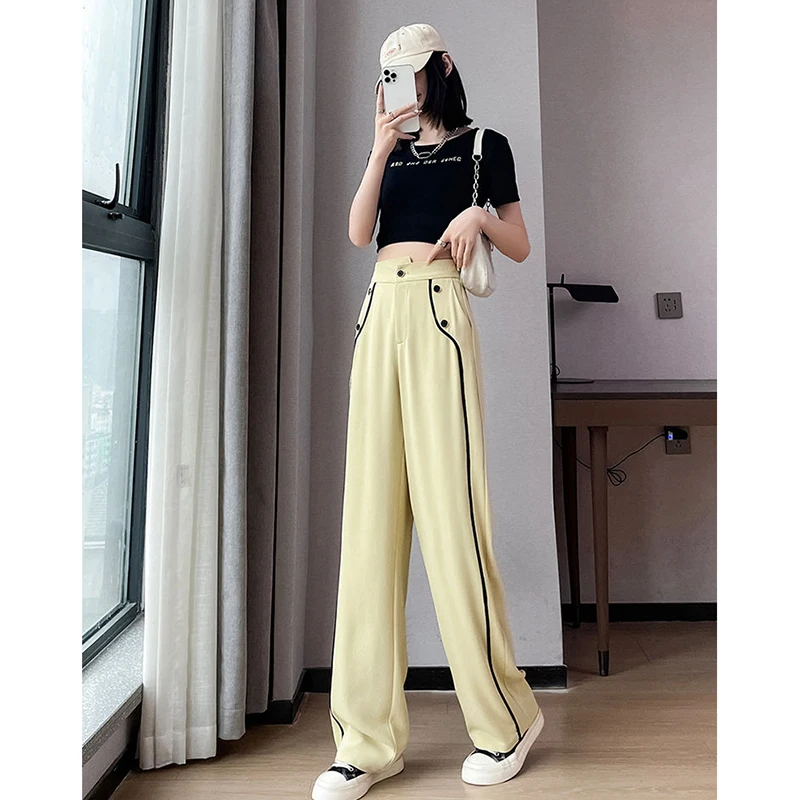 Spring And Summer 2024 New Ladies Ice Silk Wide-Leg Pants Women's Thin Suit Pants With High Waist Straight Casual Slim Pants
Spring And Summer 2024 New Ladies Ice Silk Wide-Leg Pants Women's Thin Suit Pants With High Waist Straight Casual Slim Pants
