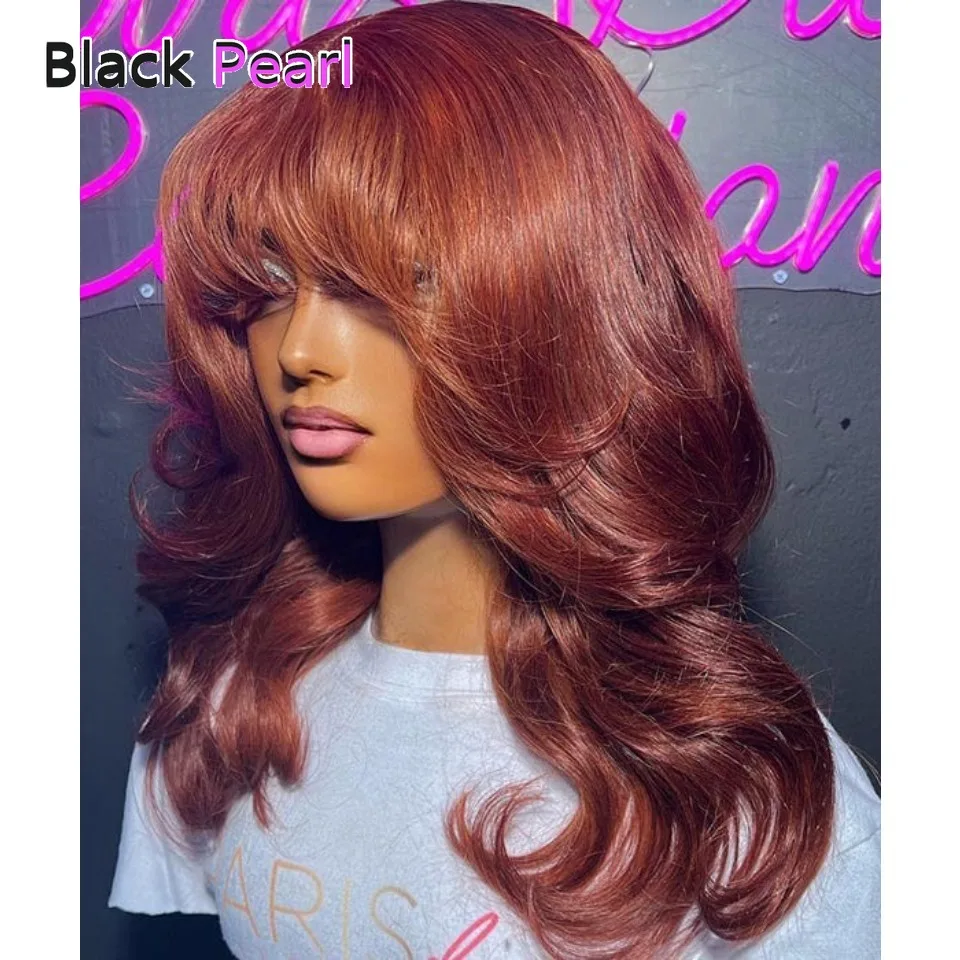 Reddish Brown Body Wave Wig With Layered Bangs Glueless Human Hair Wig Curtain Bangs Glueless Wigs Body Wave Human Hair
Reddish Brown Body Wave Wig With Layered Bangs Glueless Human Hair Wig Curtain Bangs Glueless Wigs Body Wave Human Hair
