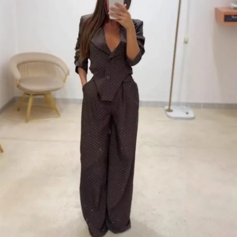 Spring And Autumn New Temperament Commuter Women's Set Fashion Lapel Long Sleeve Waist Hollow Suit Top Matched With Trousers Set
Spring And Autumn New Temperament Commuter Women's Set Fashion Lapel Long Sleeve Waist Hollow Suit Top Matched With Trousers Set
