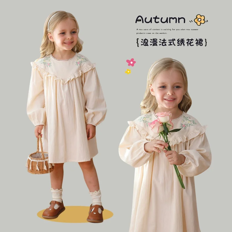 Mori artisticVCollar Flower Embroidery Girl Dress2024Autumn Ruffled Long-Sleeved Cotton Children Skirt
Mori artisticVCollar Flower Embroidery Girl Dress2024Autumn Ruffled Long-Sleeved Cotton Children Skirt