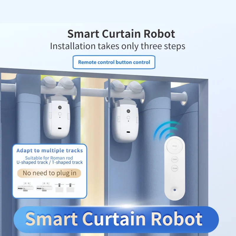 Smart For Home Curtain Opener Electronic 3in1 Track Curtain Motor Robot Remote Button Control Automatic Curtain Opener
Smart For Home Curtain Opener Electronic 3in1 Track Curtain Motor Robot Remote Button Control Automatic Curtain Opener