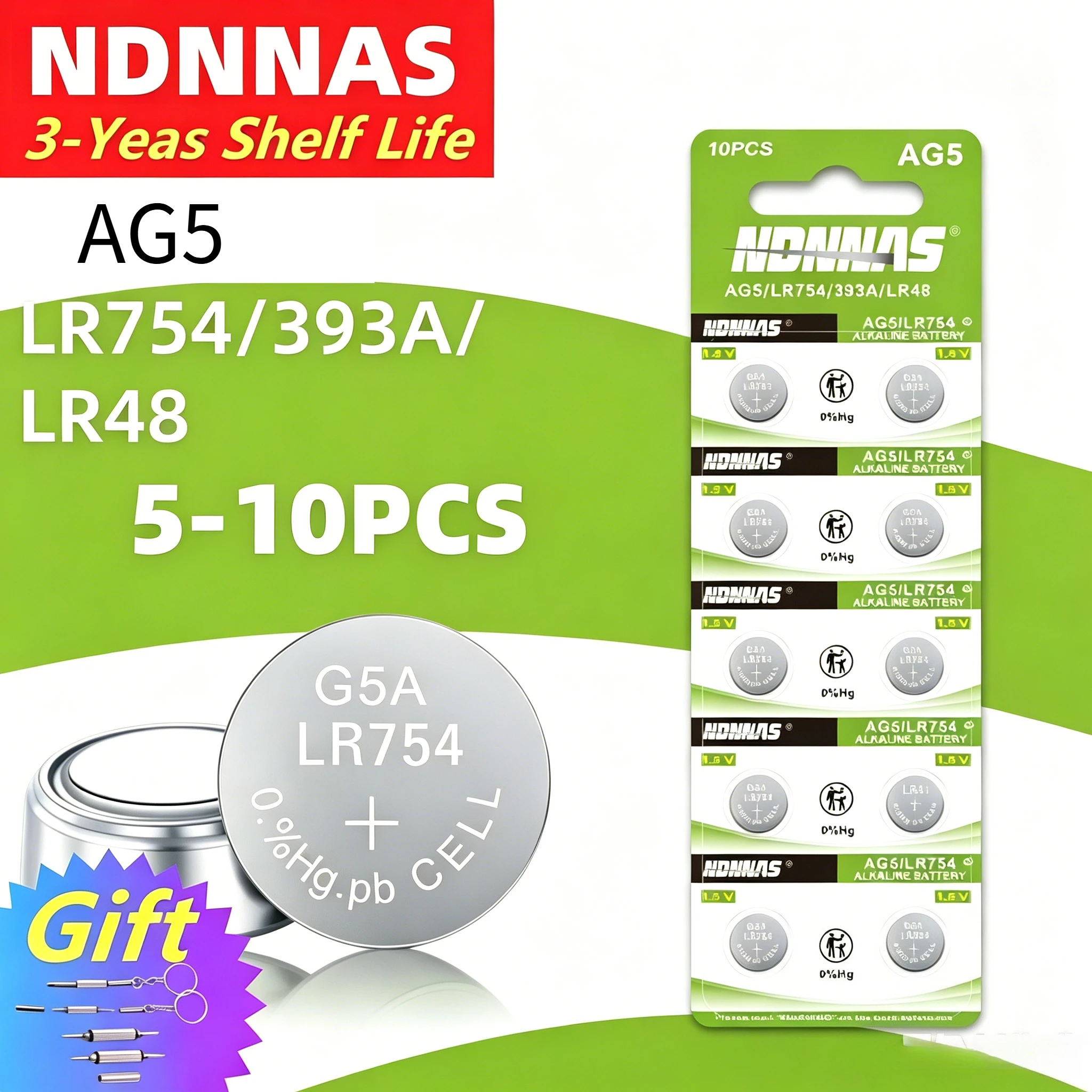 5-50PCS Alkaline AG5 Coin Battery LR754 SR754 1.55V Suitable for Watch Toys Clock Device
5-50PCS Alkaline AG5 Coin Battery LR754 SR754 1.55V Suitable for Watch Toys Clock Device