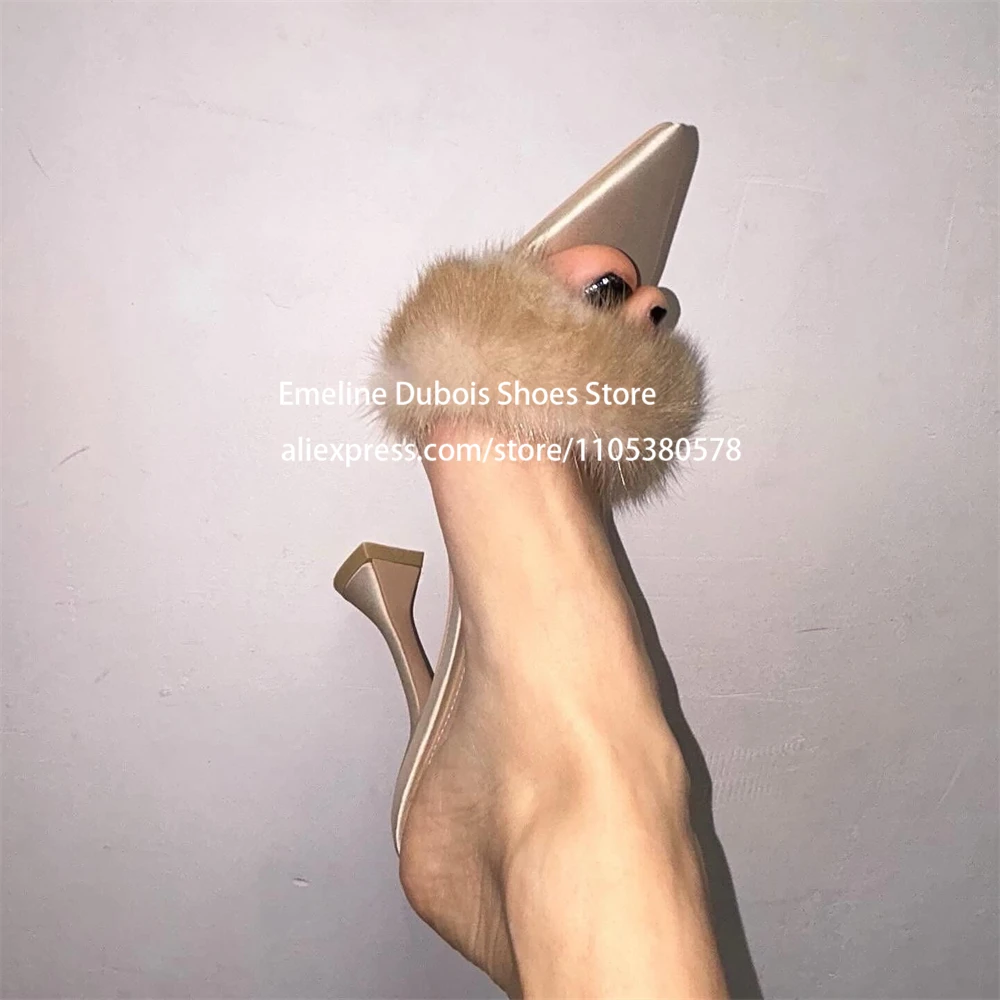 Satin Faux Fur Stilettos High Heel Slippers Women Pointed Toe Slip on Wine Glass Heel Sandals Elegant Formal Party Dress Shoes
Satin Faux Fur Stilettos High Heel Slippers Women Pointed Toe Slip on Wine Glass Heel Sandals Elegant Formal Party Dress Shoes