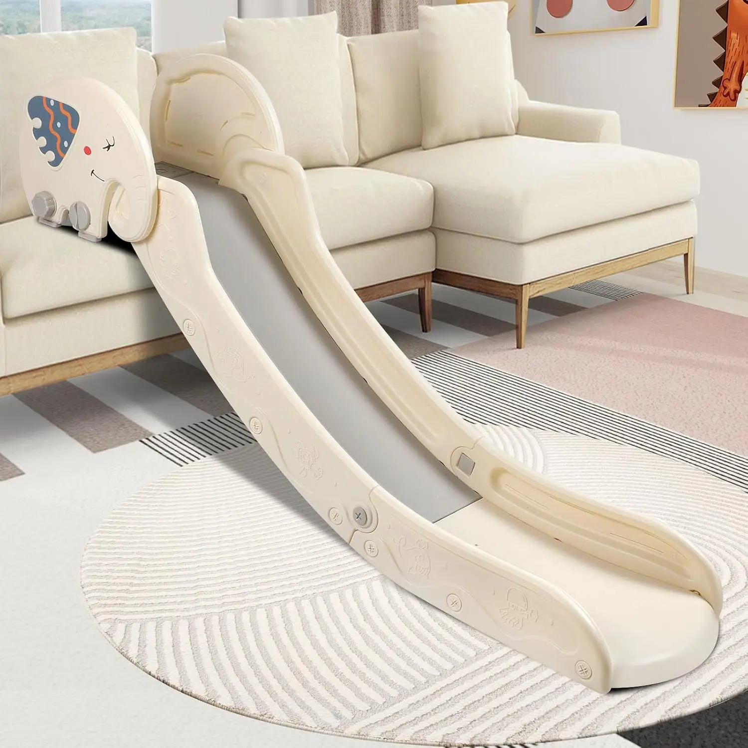 Indoor Toddler Slide 1-3, Couch Slide for Sofa Bed Stair, Elephant Design with Guardrail, Gentle Slope, Anti-Slip Base, Foldable
Indoor Toddler Slide 1-3, Couch Slide for Sofa Bed Stair, Elephant Design with Guardrail, Gentle Slope, Anti-Slip Base, Foldable