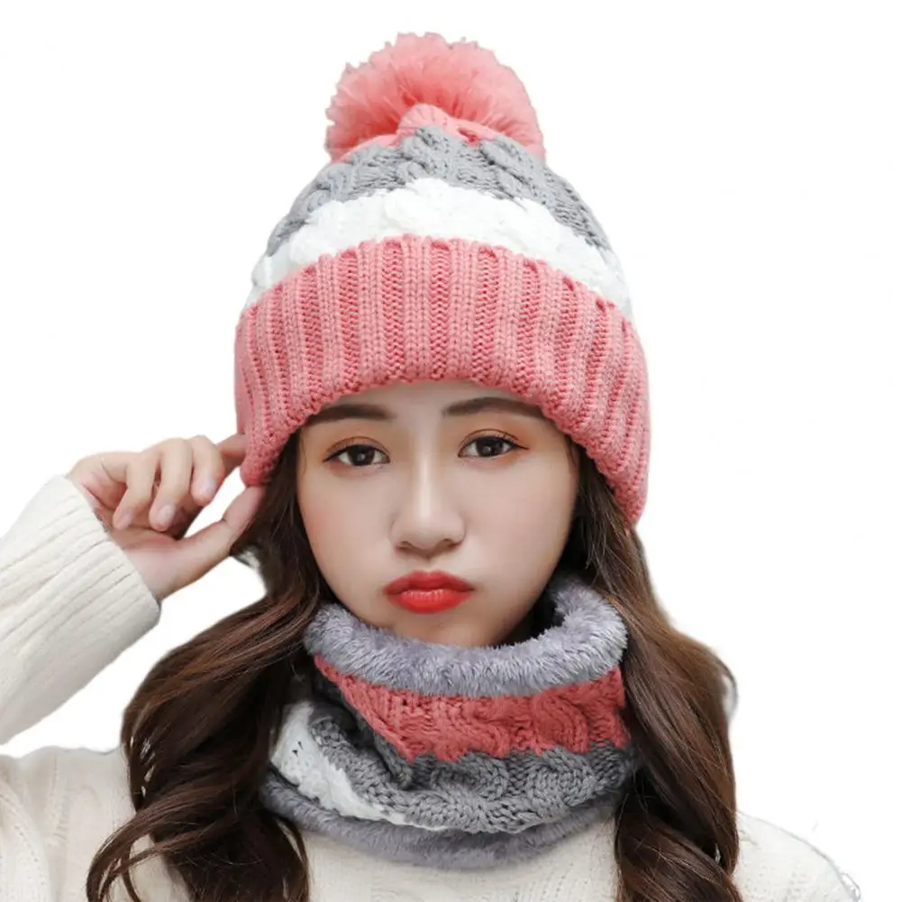 2Pcs/Set Autumn Winter Women Beanies Hat Scarf Contrast Color Stripe Plush Lining Fluffy Ball Knitting Cap For Outdoor
2Pcs/Set Autumn Winter Women Beanies Hat Scarf Contrast Color Stripe Plush Lining Fluffy Ball Knitting Cap For Outdoor