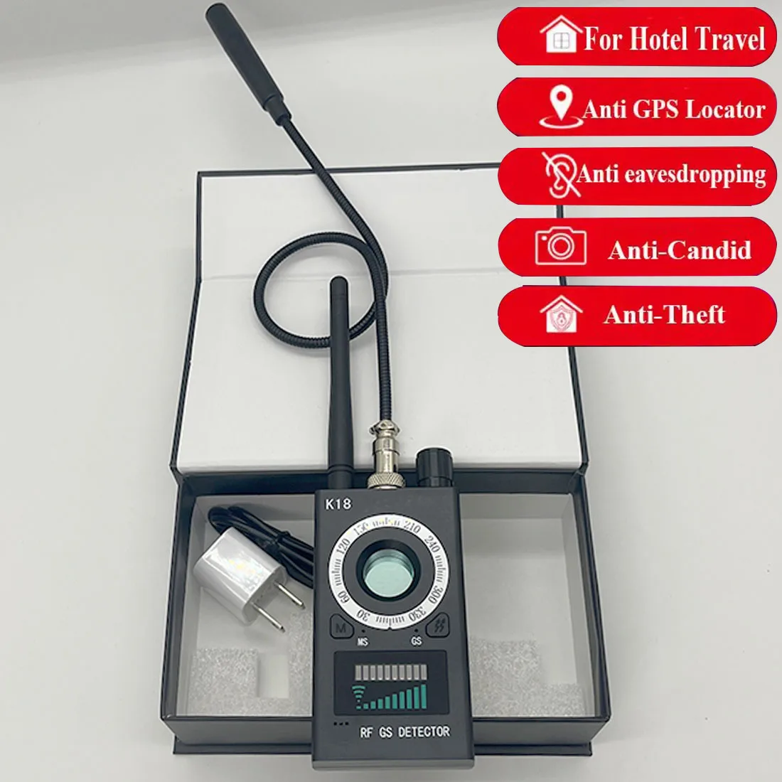 Anti-Spy Camera Detector Hotel Hidden Camera Detection Multi-function GSM Audio Bug Finder GPS Signal Lens RF Tracker Detect K18
Anti-Spy Camera Detector Hotel Hidden Camera Detection Multi-function GSM Audio Bug Finder GPS Signal Lens RF Tracker Detect K18