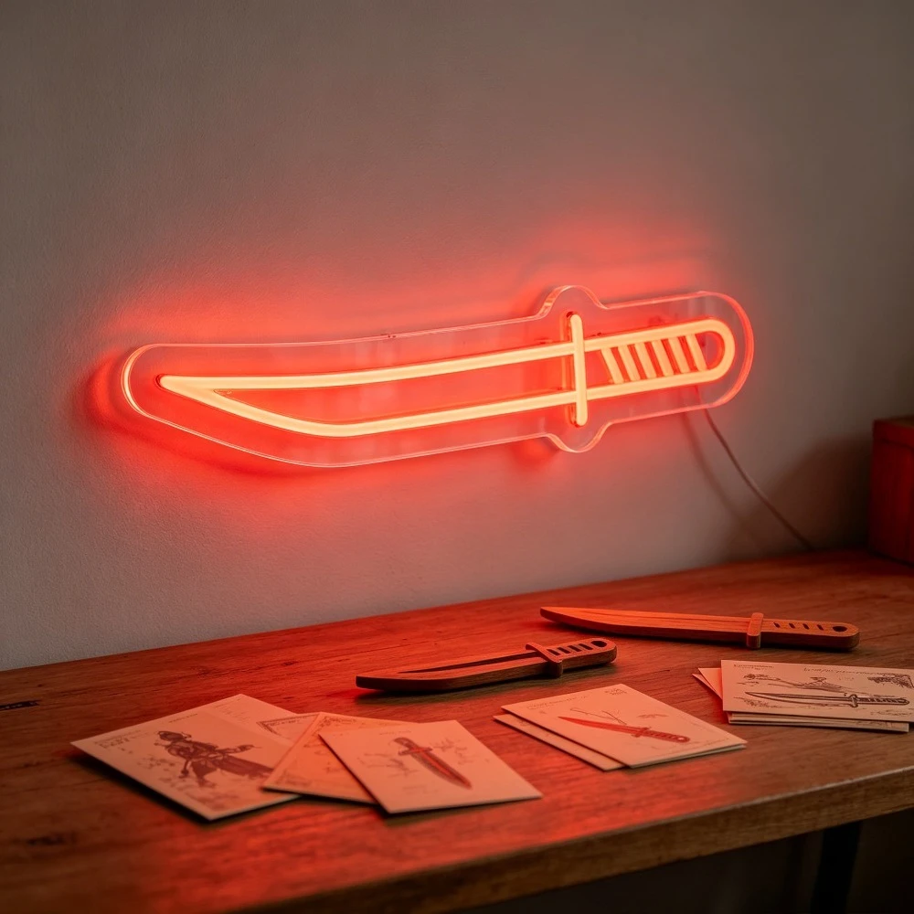 Tactical Knife Neon Sign LED Wall Art Lighting Gaming Room Decor Man Cave Bar Battlefield Theme Party Acrylic Light Fixture Gift
Tactical Knife Neon Sign LED Wall Art Lighting Gaming Room Decor Man Cave Bar Battlefield Theme Party Acrylic Light Fixture Gift