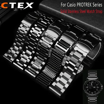 24mm Solid Stainless Steel Watch Strap For Casio PROTREK Series PRW-6600 PRG-600Y PRG-650 PRG-600 Men's watch accessories