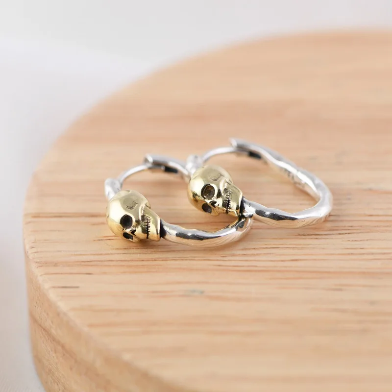 Cool Girls Bronze Gold Skull Hoop Earrings for Women Glossy 925 Sterling Silver Skeleton Earrings Gothic Brincos Punk Jewelry
Cool Girls Bronze Gold Skull Hoop Earrings for Women Glossy 925 Sterling Silver Skeleton Earrings Gothic Brincos Punk Jewelry