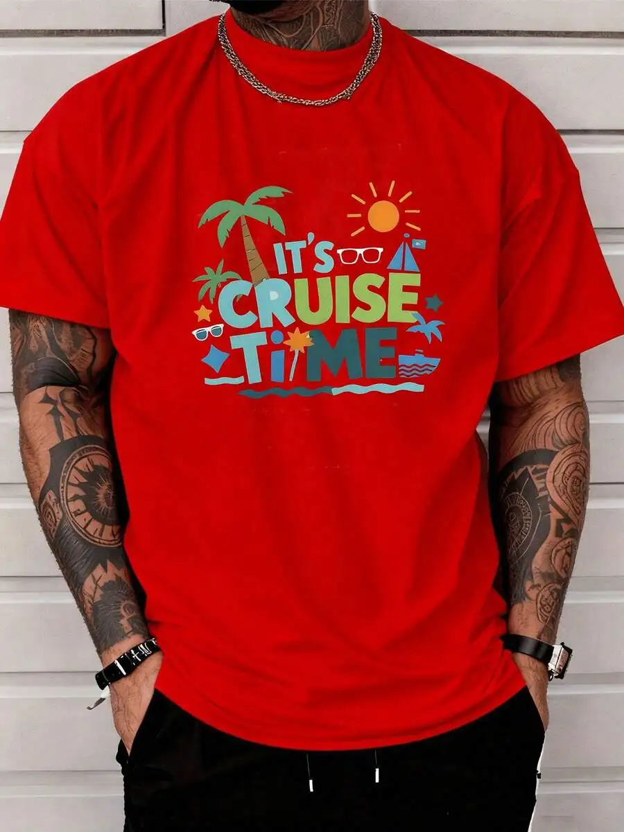 Mens Red Casual T-Shirt With Its Cruise Time Vacation Graphic Print
Mens Red Casual T-Shirt With Its Cruise Time Vacation Graphic Print