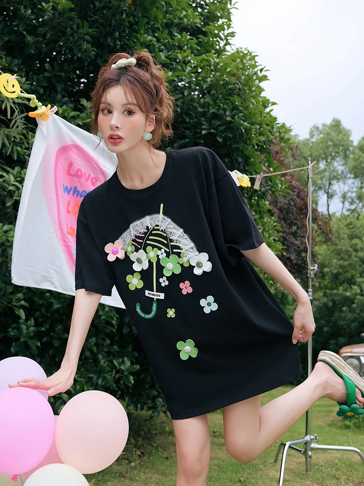 IcyNude Store Lace Floral Umbrella T-irt Women Summer New Mid-Length ort-Sve Loose Fit round Ne Cotton Nylon Top
IcyNude Store Lace Floral Umbrella T-irt Women Summer New Mid-Length ort-Sve Loose Fit round Ne Cotton Nylon Top