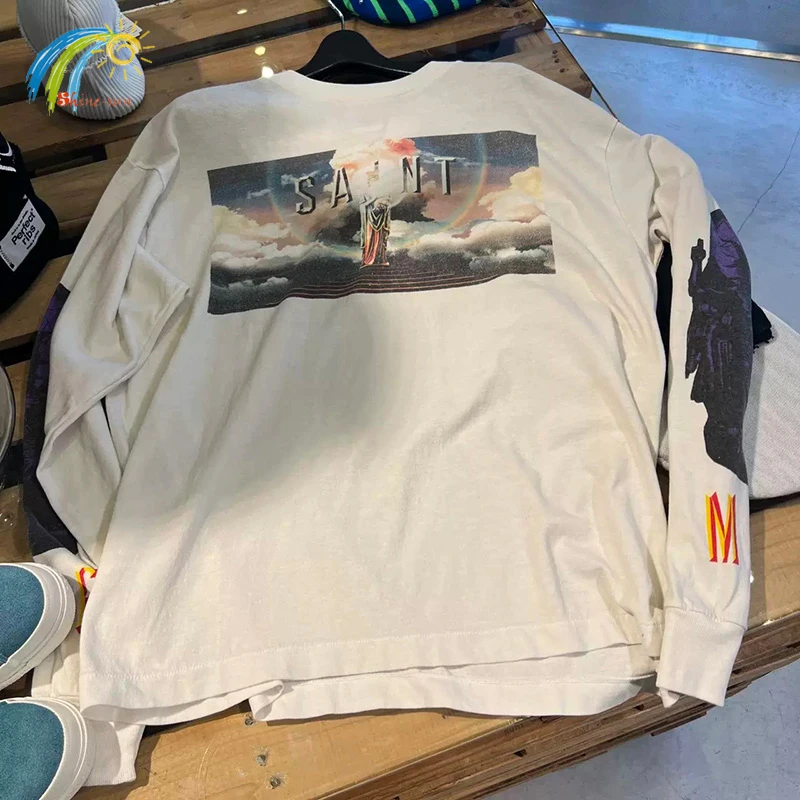 Orange Letter Logo Print SAINT Long Sleeve T-Shirt Men Women Streetwear Vintage Cement White Tops Best Quality T Shirt With Tag
Orange Letter Logo Print SAINT Long Sleeve T-Shirt Men Women Streetwear Vintage Cement White Tops Best Quality T Shirt With Tag