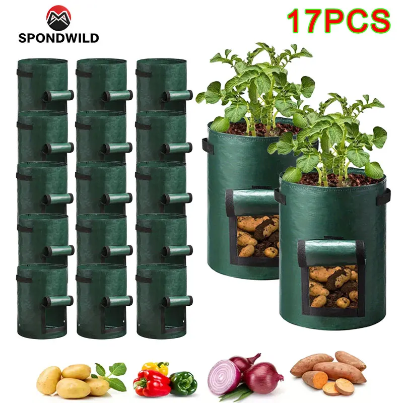 SPONDWILD 17 Pcs Thickened Potato Planting Bag 10 Gallon Garden PE Fabric Gardening Pot Vegetable Flowerpot Outdoor Planting Bag
SPONDWILD 17 Pcs Thickened Potato Planting Bag 10 Gallon Garden PE Fabric Gardening Pot Vegetable Flowerpot Outdoor Planting Bag