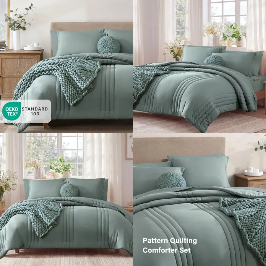 Comforter Set - 7 Pieces Sage Green Bed in a Bag Bedding Sets with Comforters, All Seasons Comforter Bed Set with Sheets, Pillo
Comforter Set - 7 Pieces Sage Green Bed in a Bag Bedding Sets with Comforters, All Seasons Comforter Bed Set with Sheets, Pillo