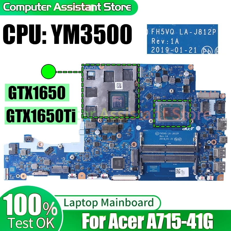 For ACER A715-41G Laptop Mainboard LA-J812P NBQ8Q11001 NBQ8L11001 YM3500 GTX1650 YM3500 GTX1650Ti Notebook Motherboard
For ACER A715-41G Laptop Mainboard LA-J812P NBQ8Q11001 NBQ8L11001 YM3500 GTX1650 YM3500 GTX1650Ti Notebook Motherboard