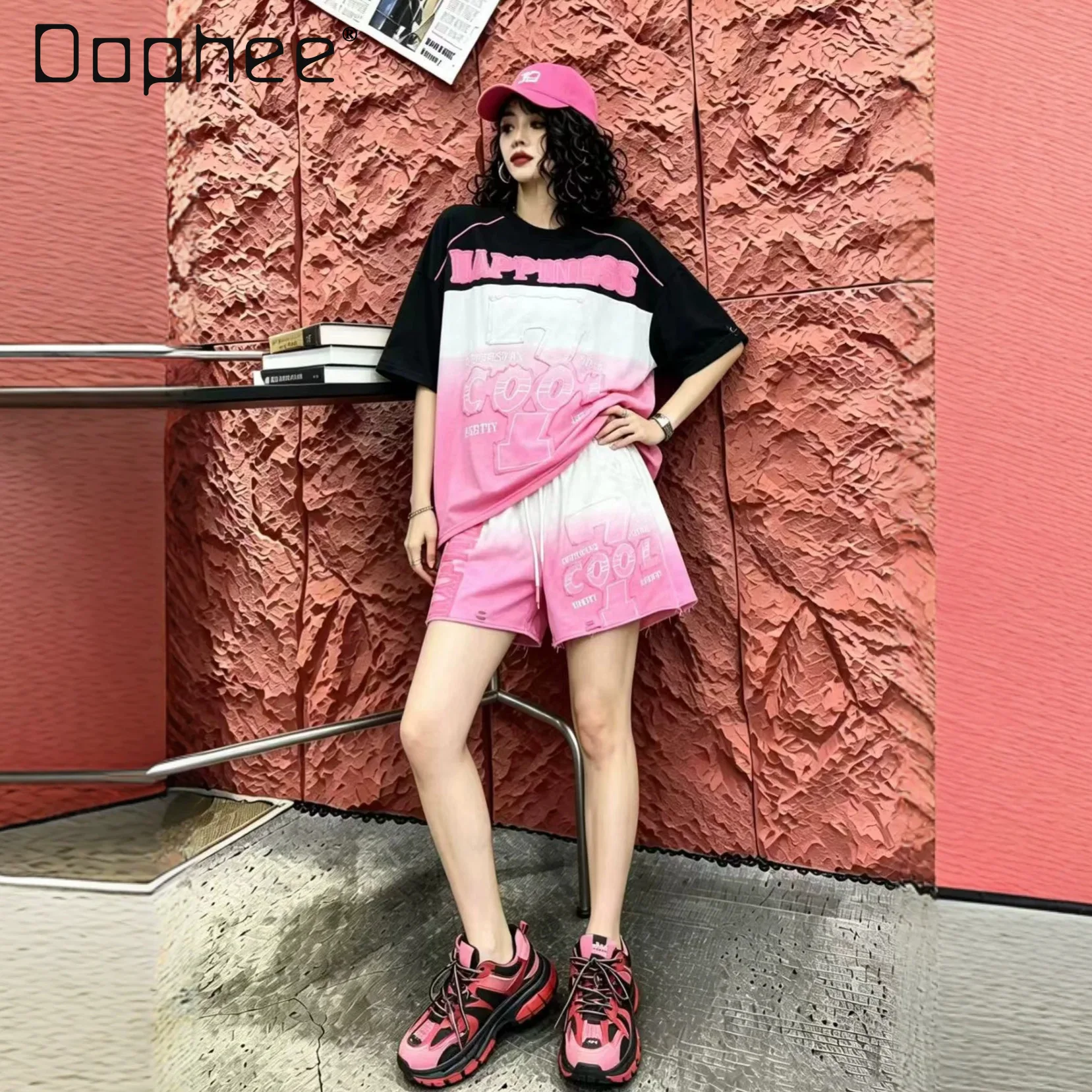 Summer New Gradual Change Color Hole Digital Female Patch Loose Short-sleeved T-shirt Women T-shirt and Shorts Sold Separately
Summer New Gradual Change Color Hole Digital Female Patch Loose Short-sleeved T-shirt Women T-shirt and Shorts Sold Separately