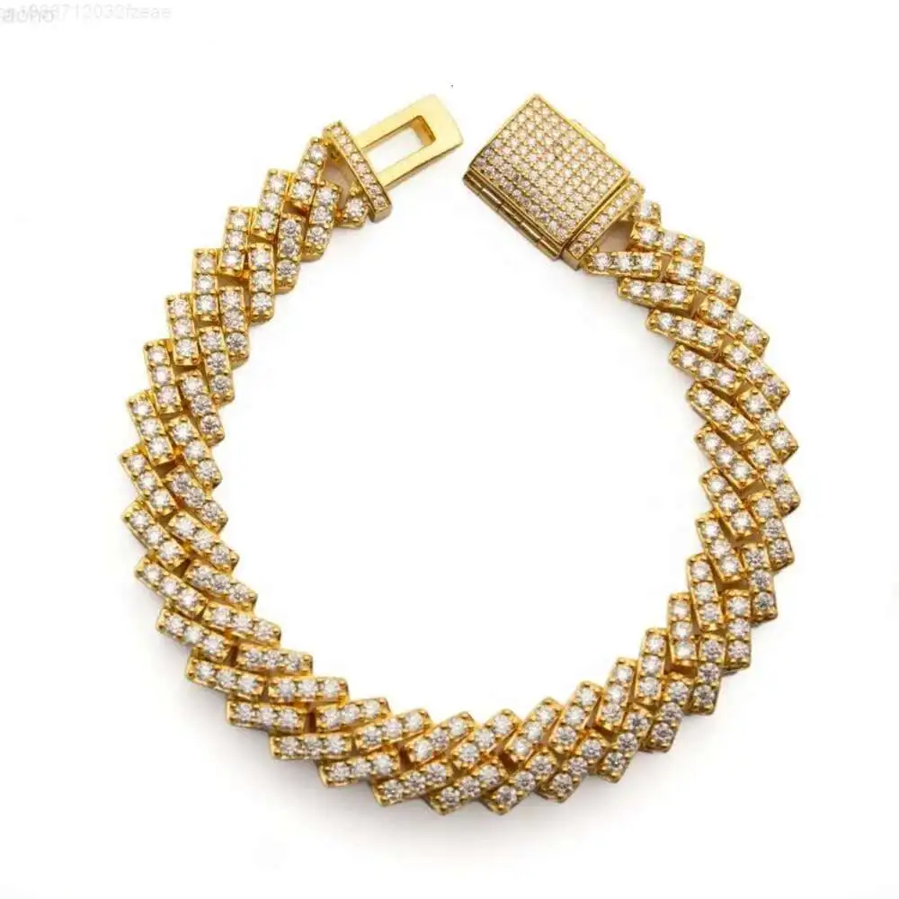 Hiphop 10mm Cuban Chain Bracelet Moissanite Iced Out Gold Cuban Link Bracelet in Stock
Hiphop 10mm Cuban Chain Bracelet Moissanite Iced Out Gold Cuban Link Bracelet in Stock
