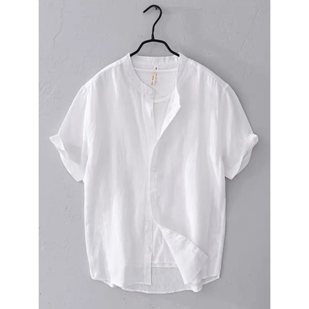 Men's Breathable Linen Shirt Short Sleeve Slim Fit Summer Thin Cotton Linen Casual White Shirt V-neck Travel Leisure Style
Men's Breathable Linen Shirt Short Sleeve Slim Fit Summer Thin Cotton Linen Casual White Shirt V-neck Travel Leisure Style