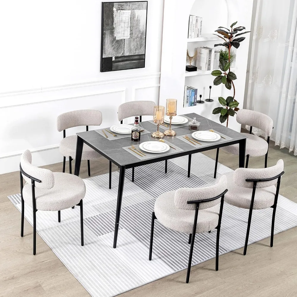 Light Grey Dining Chairs Set of 6, Modern Dining Room Chairs Mid-Century, Round Upholstered Kitchen Chairs
Light Grey Dining Chairs Set of 6, Modern Dining Room Chairs Mid-Century, Round Upholstered Kitchen Chairs