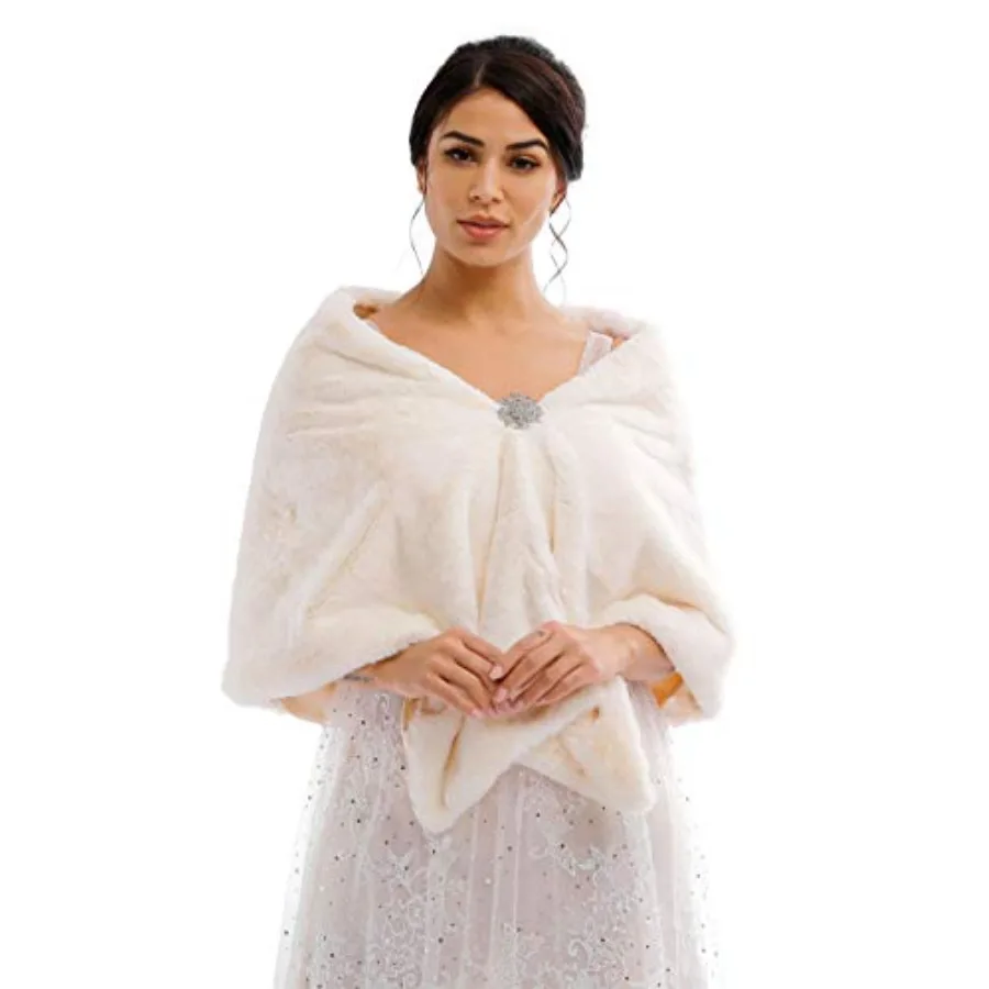 Jovo Women's Bride Wedding Faux Fur Shawl Wrap Bridal Fur Scarf Fur Wraps and Shawls for Women
Jovo Women's Bride Wedding Faux Fur Shawl Wrap Bridal Fur Scarf Fur Wraps and Shawls for Women