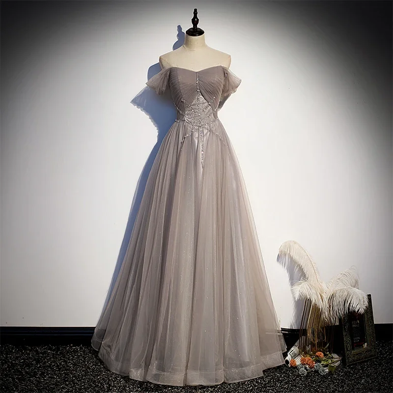Customized Evening Dress Coffee Tulle Pleat Beads Off the Shoulder Lace Up Floor Length A-Line Plus Size Women party Formal Gown
Customized Evening Dress Coffee Tulle Pleat Beads Off the Shoulder Lace Up Floor Length A-Line Plus Size Women party Formal Gown