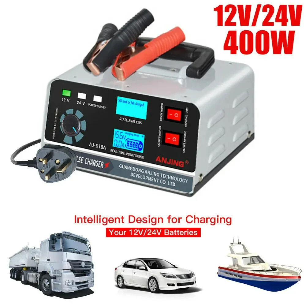 400W 30A Smart Car Battery Charger 12V 24V Pulse Repair Desulfator for Lithium Lead-Acid Battery Automatic Reconditioner LCD
400W 30A Smart Car Battery Charger 12V 24V Pulse Repair Desulfator for Lithium Lead-Acid Battery Automatic Reconditioner LCD