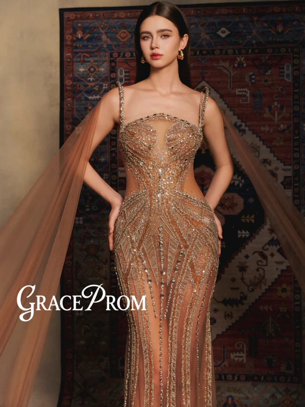 GRACEPROM Illusion Mermaid Evening Dress With Cape Beaded Sequined Dainty Opulent Prom Gown Party Galas Dubai Banquet Wear
GRACEPROM Illusion Mermaid Evening Dress With Cape Beaded Sequined Dainty Opulent Prom Gown Party Galas Dubai Banquet Wear