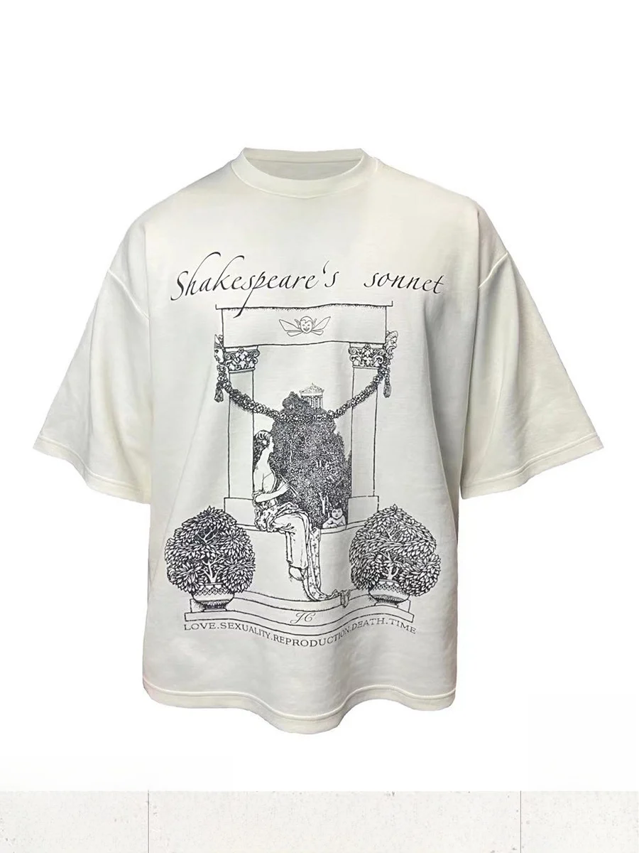 JCAESAR SHAKESPEARE Island Cotton 300g Heavyweight White T-shirt Short Sleeve Shakespeare Poem Print Casual Unisex Summer Top
JCAESAR SHAKESPEARE Island Cotton 300g Heavyweight White T-shirt Short Sleeve Shakespeare Poem Print Casual Unisex Summer Top