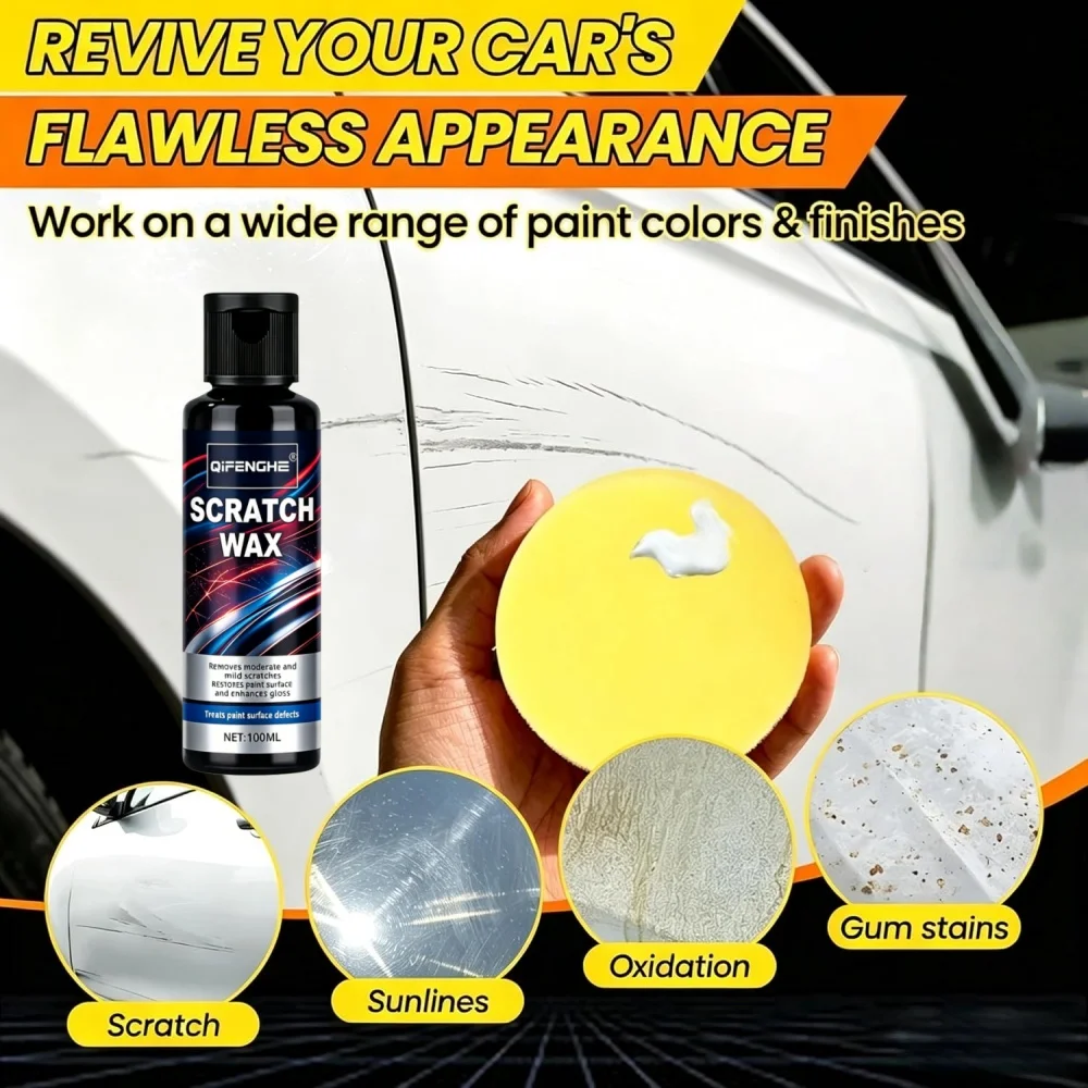 QIFENGHE 100ml Car Scratch Repair Wax, Removes Mild/Moderate Scratches, Restores Gloss with Free Sponge & Towel
QIFENGHE 100ml Car Scratch Repair Wax, Removes Mild/Moderate Scratches, Restores Gloss with Free Sponge & Towel