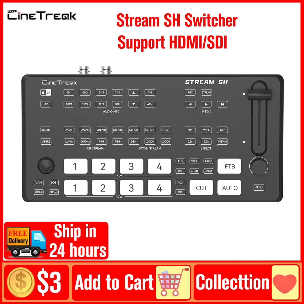 Cinetreak Stream SH Video Mixer Switcher Multi Video Switch Controller Switchboard for Live Streaming/Filmmaking w/HDMI/SDI
Cinetreak Stream SH Video Mixer Switcher Multi Video Switch Controller Switchboard for Live Streaming/Filmmaking w/HDMI/SDI