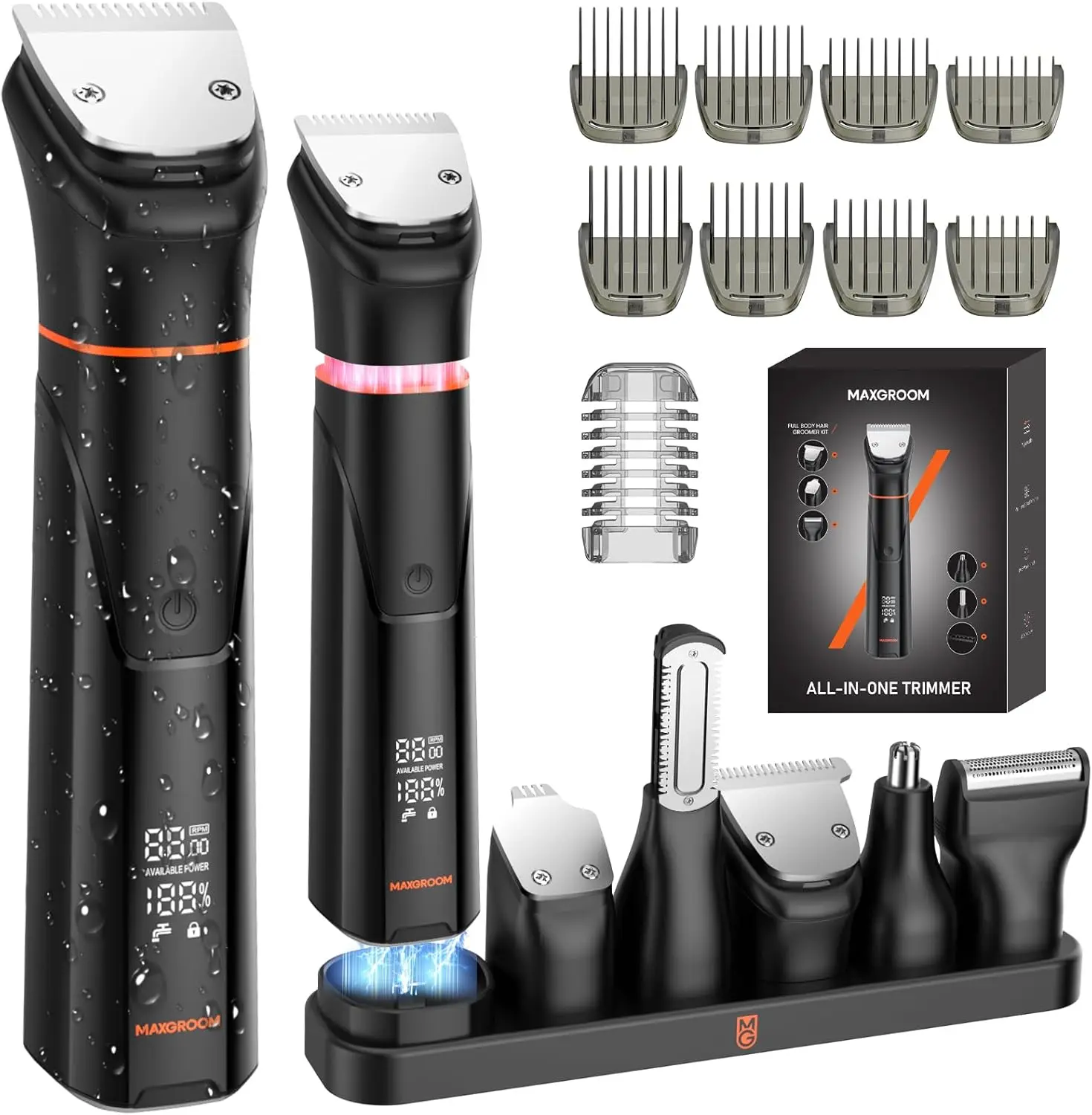 All-in-One Waterproof Beard Trimmer for Men with 7 Attachments, LED Display & USB-C Fast Charging - Black
All-in-One Waterproof Beard Trimmer for Men with 7 Attachments, LED Display & USB-C Fast Charging - Black