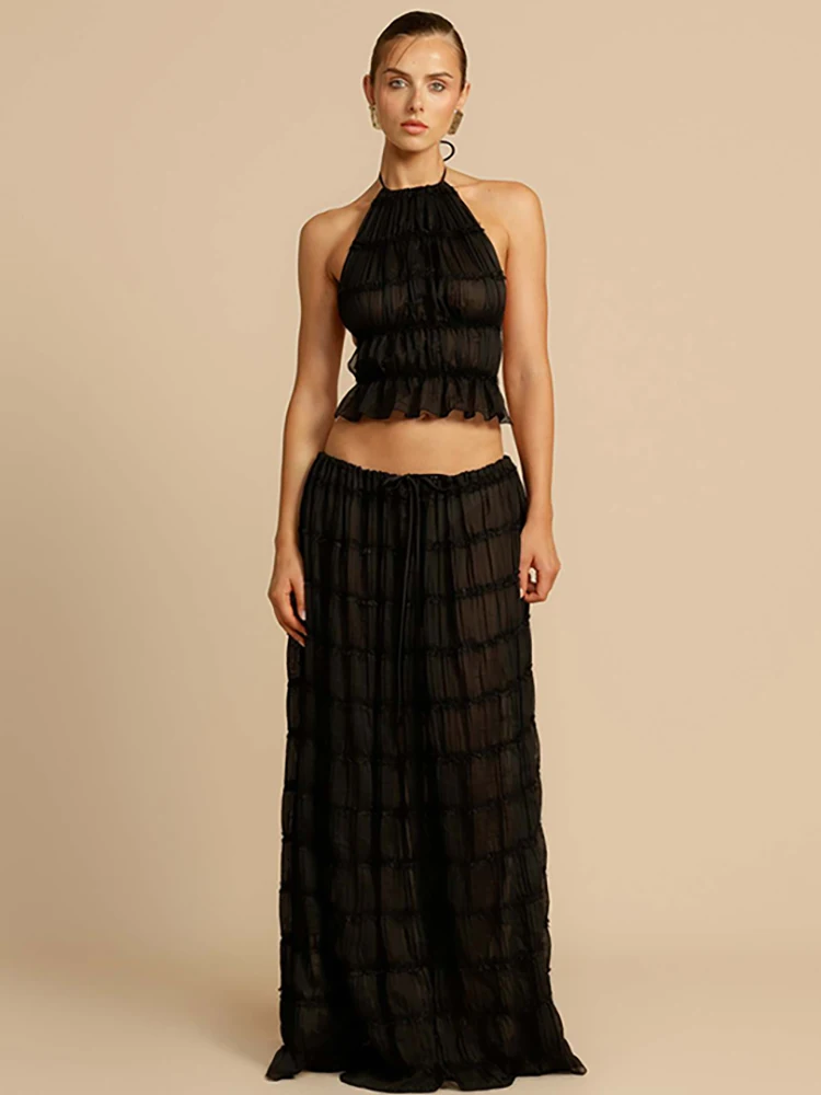 FIGOHR Summer Women's Bohemian Style Solid Long Skirt Set Female Sexy Backless Halter Top & A-Line Skirt Set 4 Color
FIGOHR Summer Women's Bohemian Style Solid Long Skirt Set Female Sexy Backless Halter Top & A-Line Skirt Set 4 Color