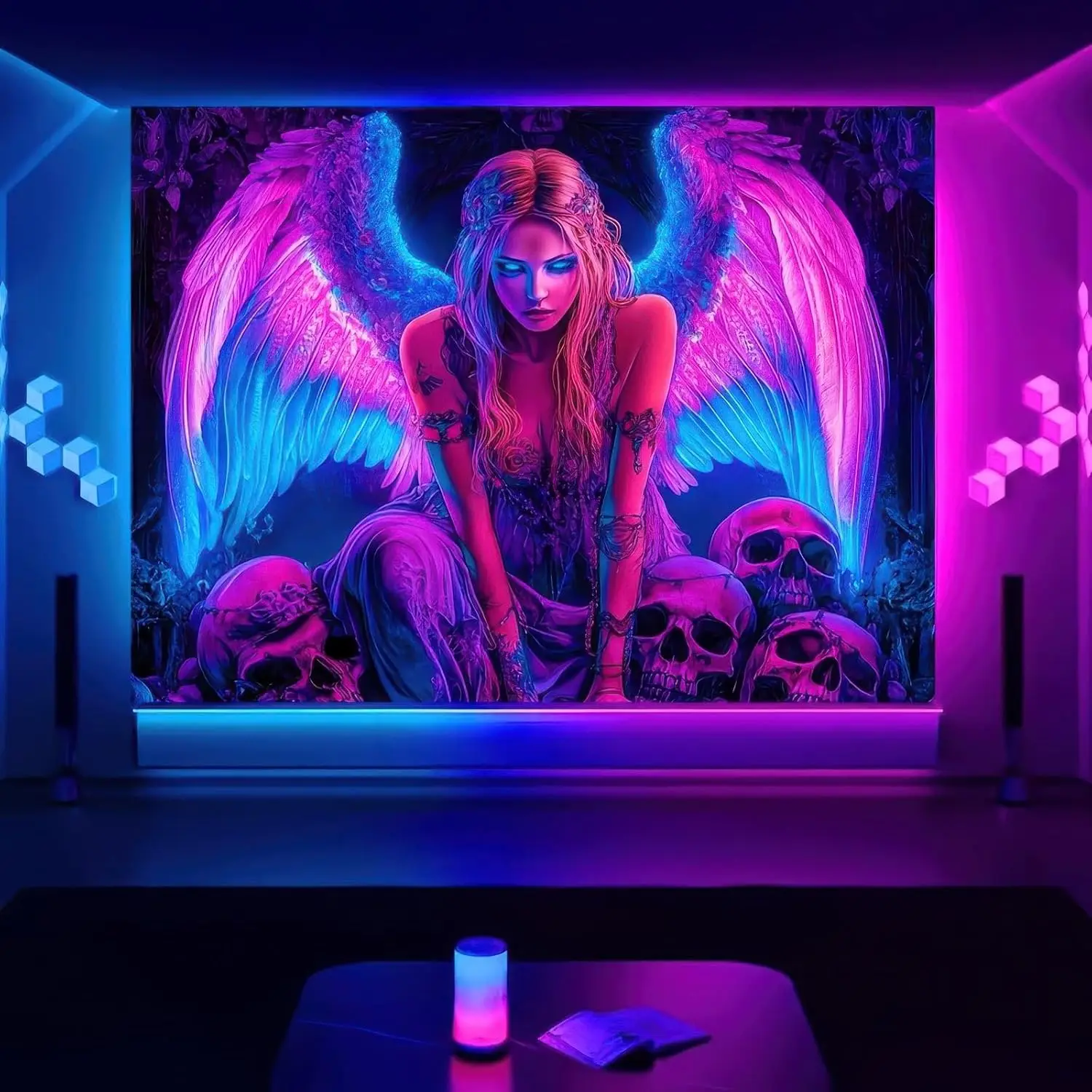 VIKAMA Neon Dark Angel Skull Tapestry Cyberpunk Fluorescent Winged Character Wall Hanging for Bedroom Gaming Room Decor
VIKAMA Neon Dark Angel Skull Tapestry Cyberpunk Fluorescent Winged Character Wall Hanging for Bedroom Gaming Room Decor