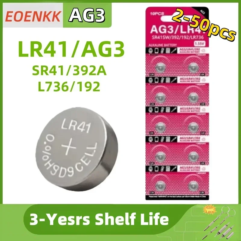 New2-50pcs AG3 1.55V Alkaline Button Battery AG3 192 LR41 SR41SW L736 Coin Cell Button Batteries For Watches Toys
New2-50pcs AG3 1.55V Alkaline Button Battery AG3 192 LR41 SR41SW L736 Coin Cell Button Batteries For Watches Toys