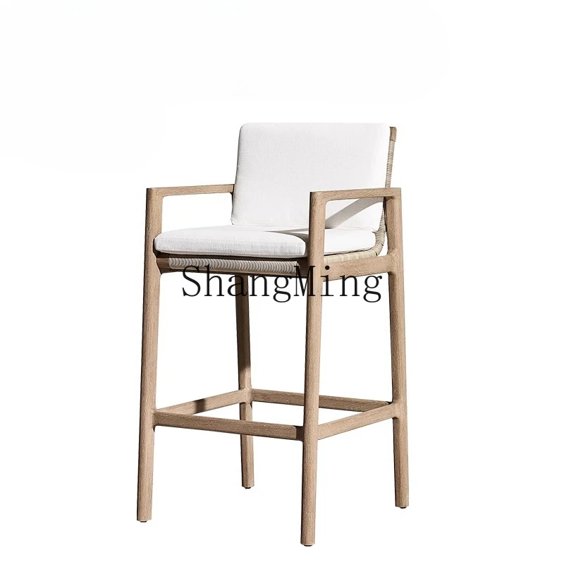 HJ new modern outdoor solid wood bar chair courtyard villa balcony rattan hotel garden open-air teak high stool
HJ new modern outdoor solid wood bar chair courtyard villa balcony rattan hotel garden open-air teak high stool