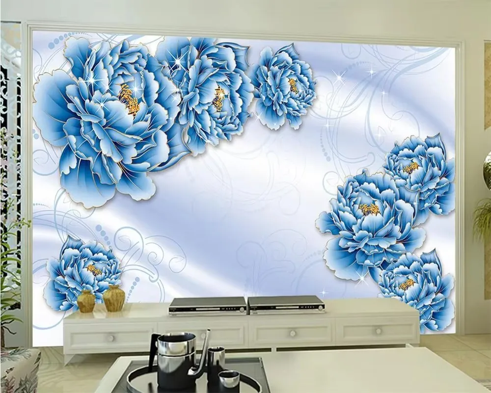 Custom wallpaper hand painted blue watercolor peony flower background wall living room bedroom TV background mural wallpaper
Custom wallpaper hand painted blue watercolor peony flower background wall living room bedroom TV background mural wallpaper
