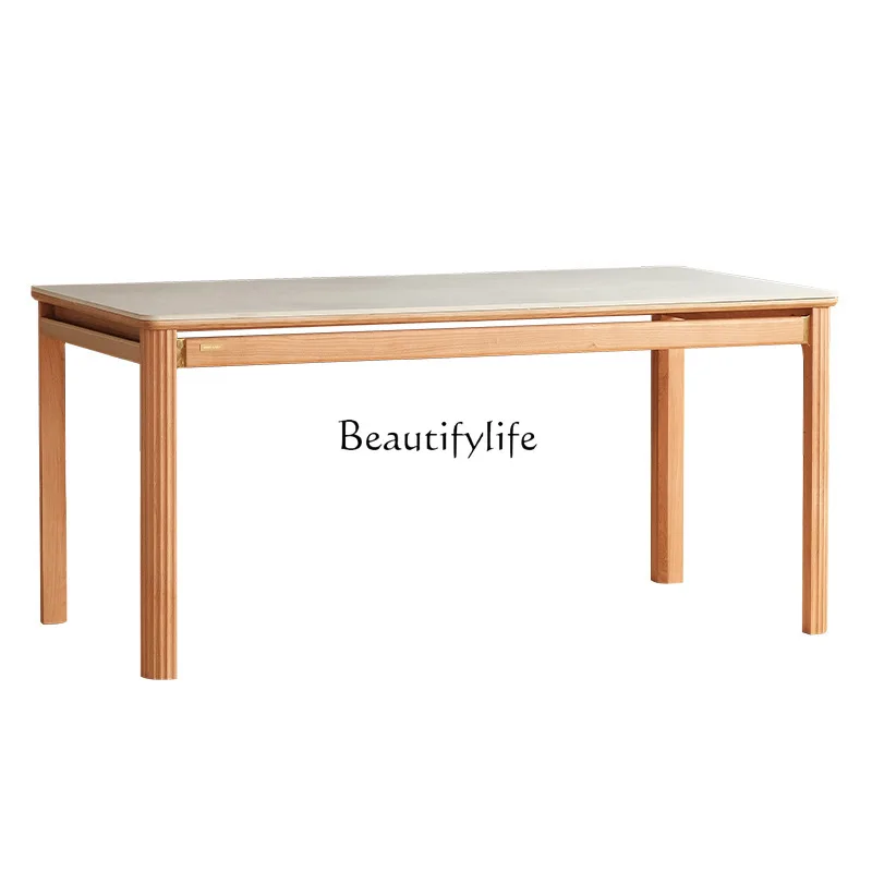 Solid wood rock slab dining table Cherry wood furniture Small apartment rectangular dining table
Solid wood rock slab dining table Cherry wood furniture Small apartment rectangular dining table