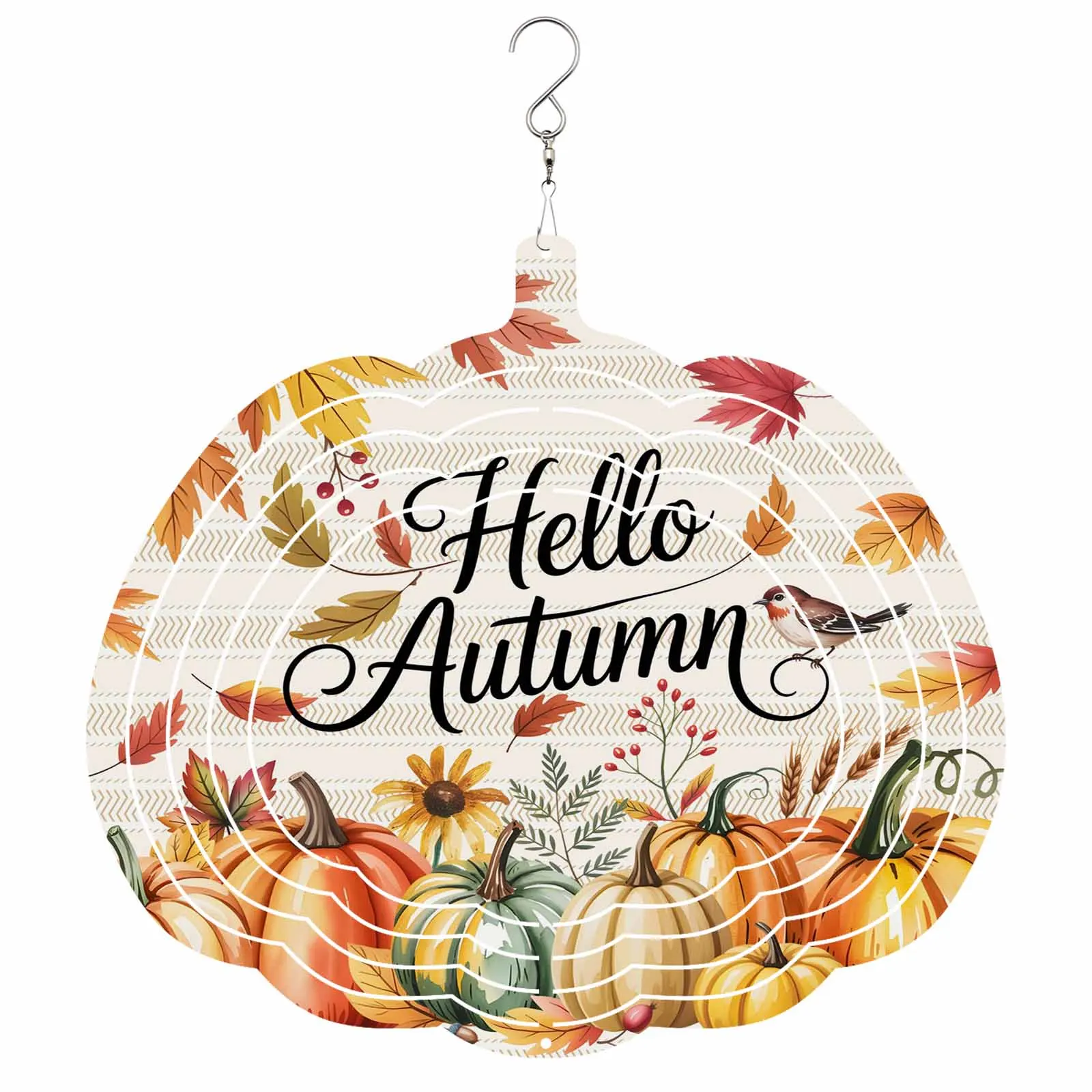Letter Hello Autumn Pumpkin Stainless Steel Hanging Decorations For Home 3D Rotating Wind Spinner
Letter Hello Autumn Pumpkin Stainless Steel Hanging Decorations For Home 3D Rotating Wind Spinner